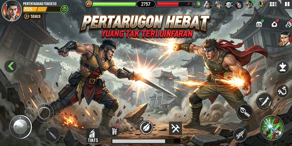 Screenshot 2757 menampilkan aksi pertarungan yang mendebarkan.
