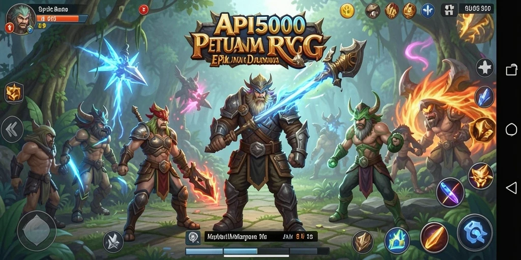 Screenshot gameplay API5000 menampilkan pertarungan intens dalam dunia RPG.