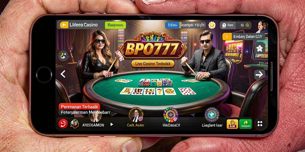 Tampilan gameplay seru BPO777 dengan dealer langsung dan permainan kasino.