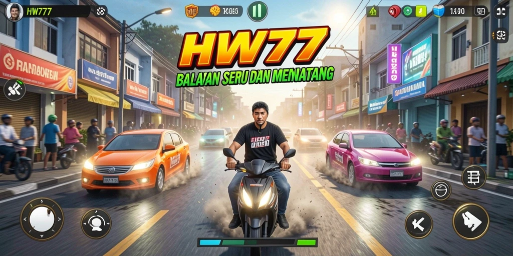 Gameplay intense dan seru dalam balapan HW777.