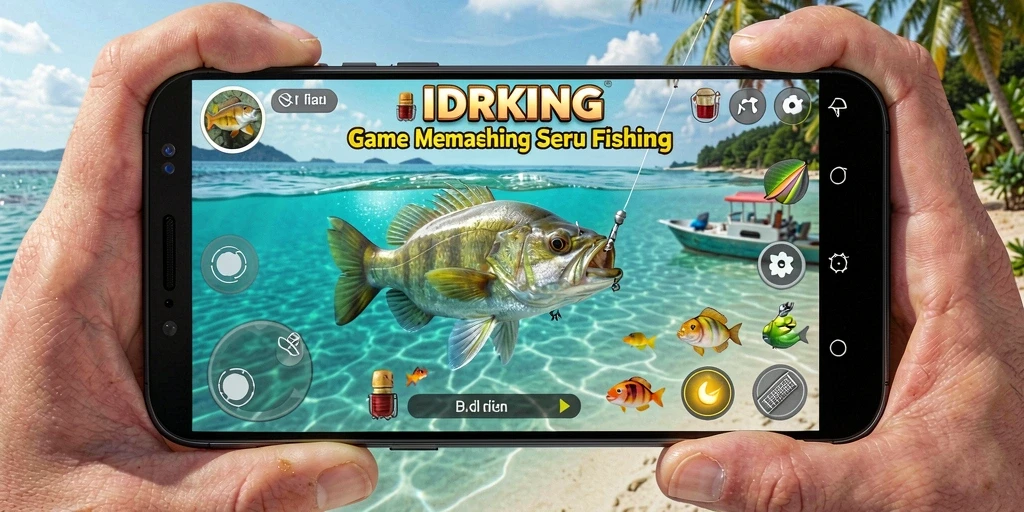 Tampilan gameplay IDRKING yang seru saat memancing.