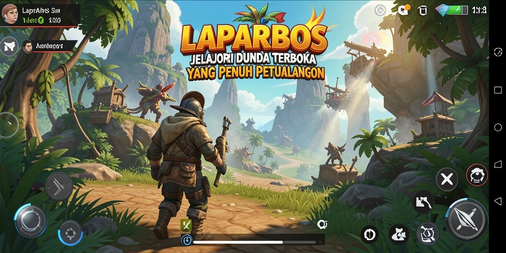 Screenshot gameplay LAPARBOS yang menampilkan dunia terbuka yang luas.
