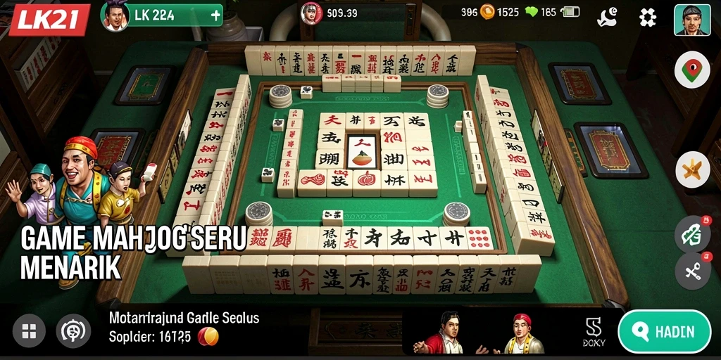 Tampilan gameplay LK21 yang menampilkan tantangan Mahjong.