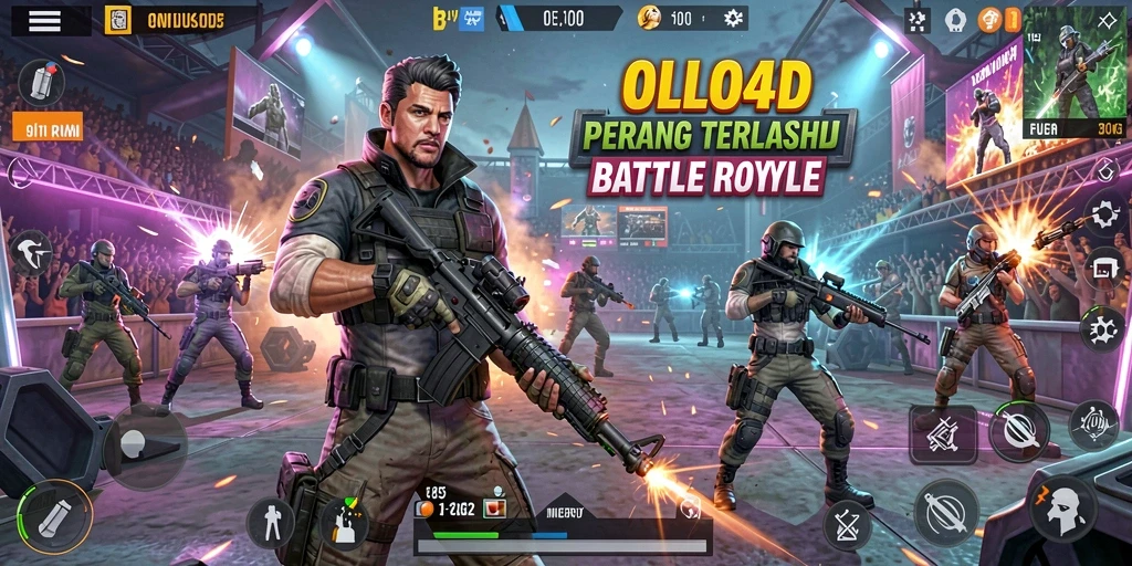 Tampilan menarik dari gameplay Battle Royale OLLO4D.