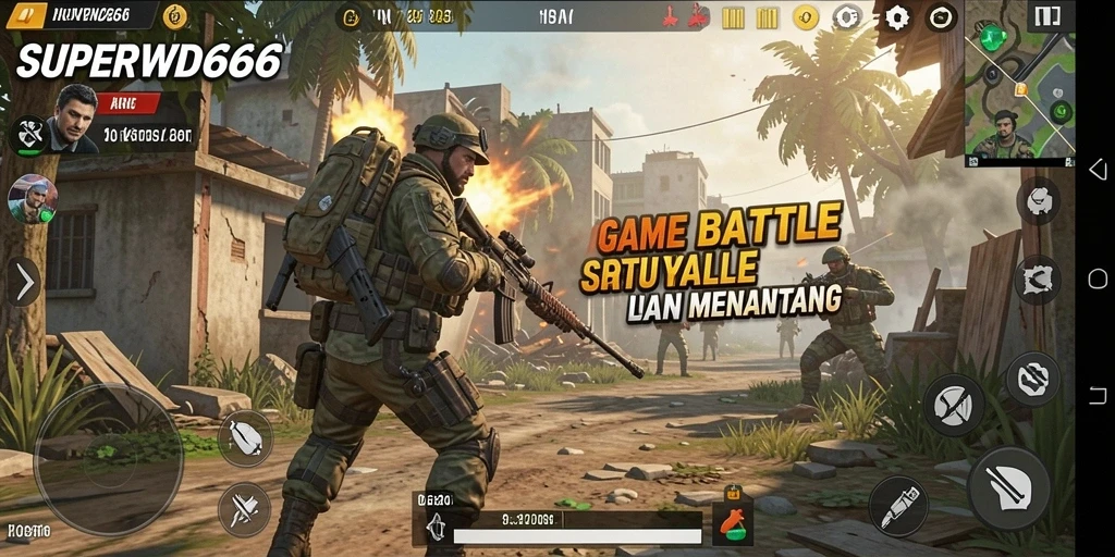 Tampilan seru gameplay SUPERWD666 dengan aksi Battle Royale intens.