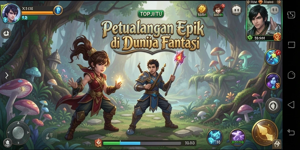 Tampilan aksi mendebarkan di dalam permainan RPG TOPJITU.