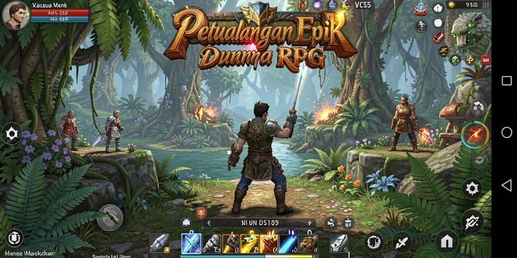 Screenshot VC55 menampilkan aksi seru dalam pertempuran RPG yang mendebarkan.