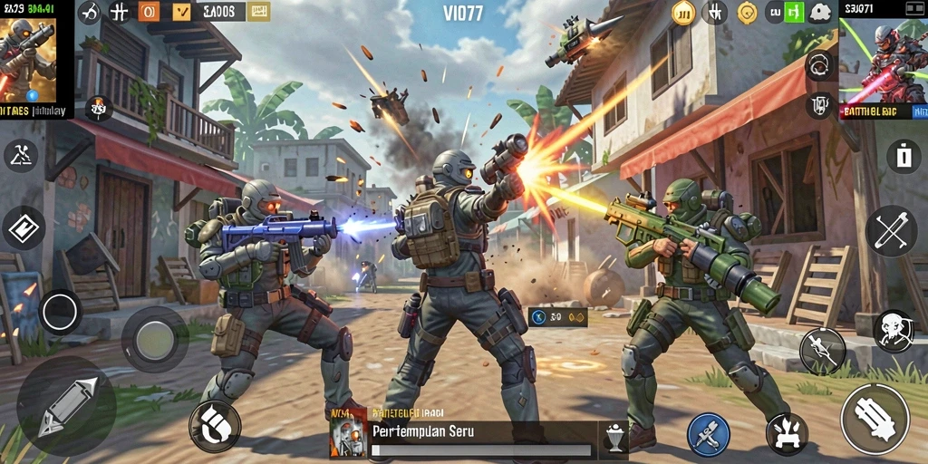 Screenshot gameplay <strong>VIO77</strong> yang menunjukkan pertempuran seru antar pemain.