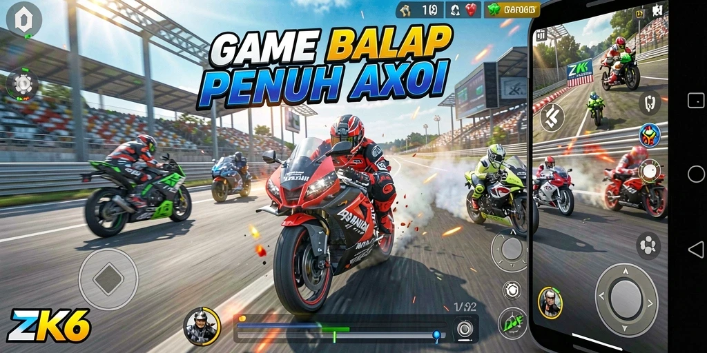 Gameplay balap motor yang mendebarkan dan penuh aksi.